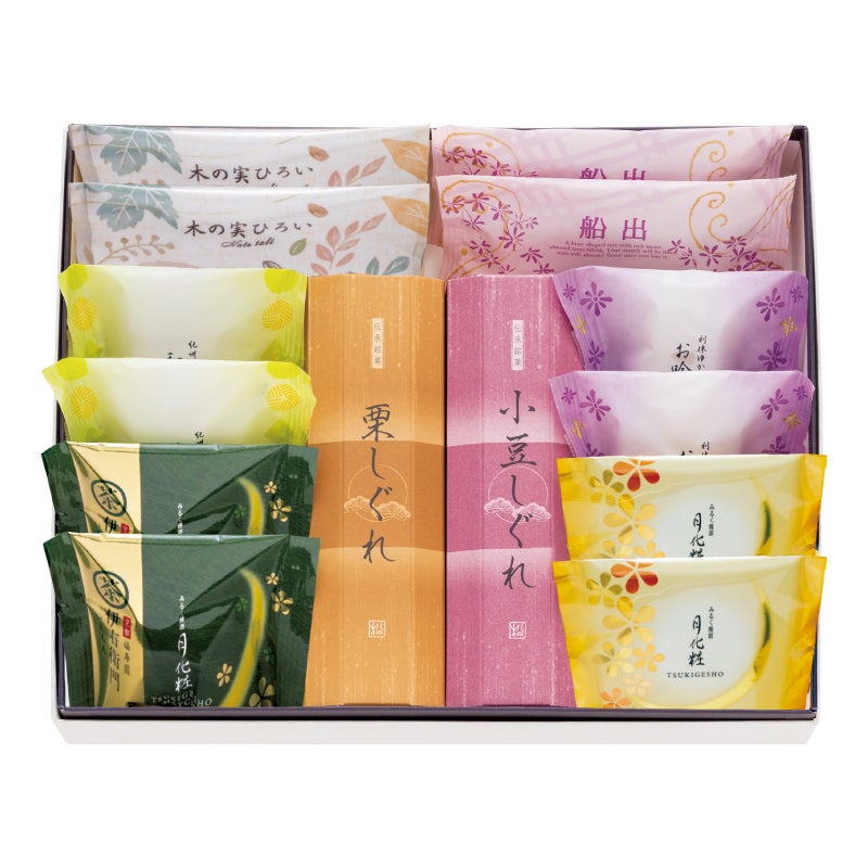 和洋菓子詰合せ(木の実2個・船出2個・栗しぐれ1本・小豆しぐれ1本・和吟月伊各2個)