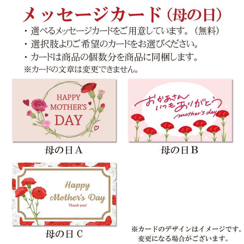 母の日メッセージカード／みるく饅頭 月化粧(母の日10個入・カーネーションセット)